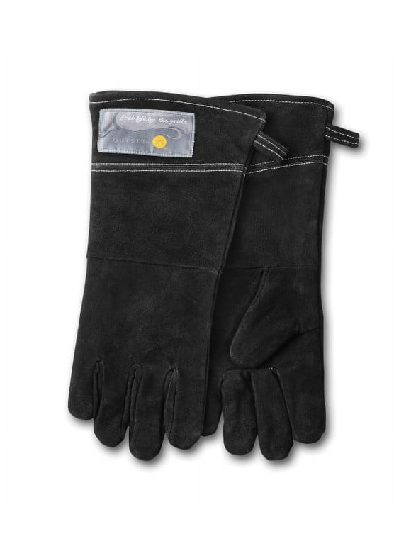 Outset Suede Leather Grill Gloves, Set of 2, Black, One Size