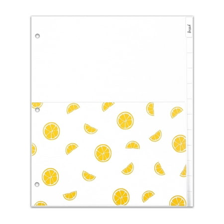 Outshine 12-Pack Recipe Binder Dividers for 3 Ring Binder, Lemon | 8.5" x 11" Thick Cardstock Binder Dividers with Tabs | Includes 28 Adhesive Labels and Printed Cooking Tips | Best Kitchen Gift