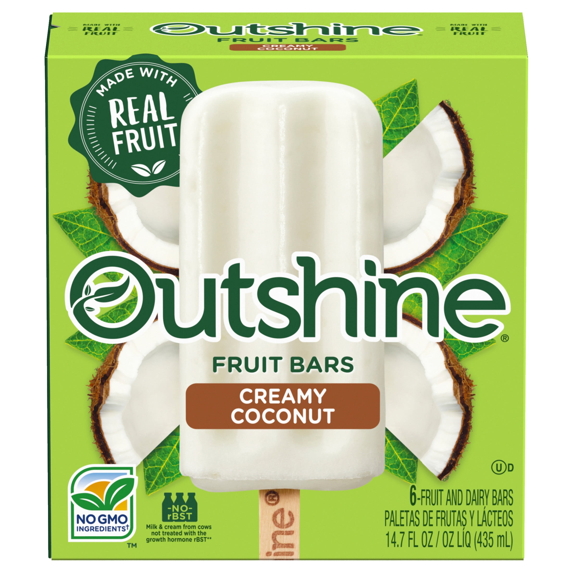 Outshine Creamy Coconut Frozen Fruit Bars, Gluten Free, Individually
