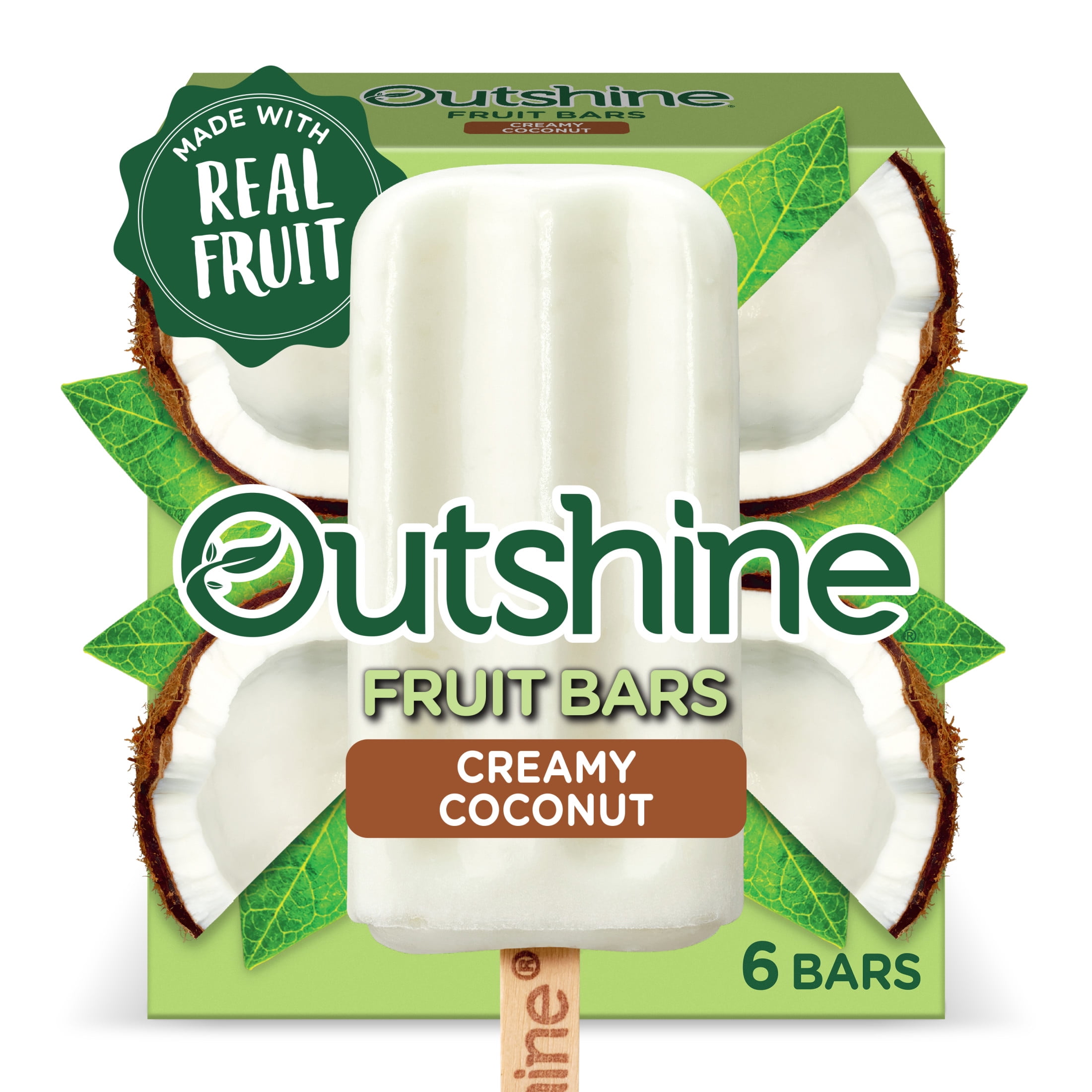 Outshine Creamy Coconut Frozen Fruit Bars,Non-GMO, Gluten Free, 6 Ct