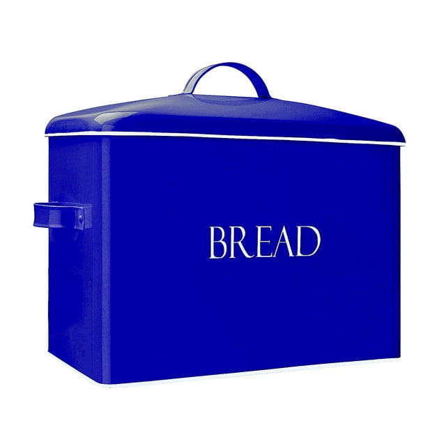 Outshine Farmhouse Bread Box for Kitchen Countertop Blue Bread