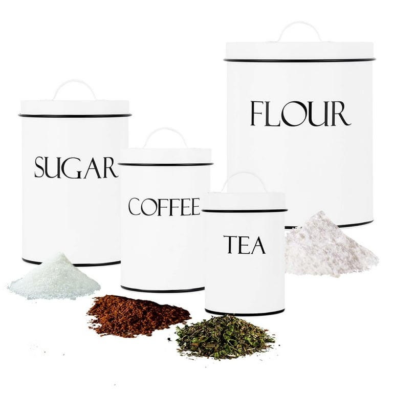 Ceramic Cannister Set Flour, Sugar, Coffee, Tea, 1 set of 4