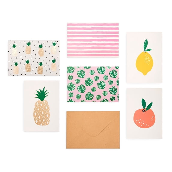Outshine Fruit Blank Note Cards with Envelopes in Cute Storage Box - Set of 48 | 3.5" x 5" Bulk Blank Cards