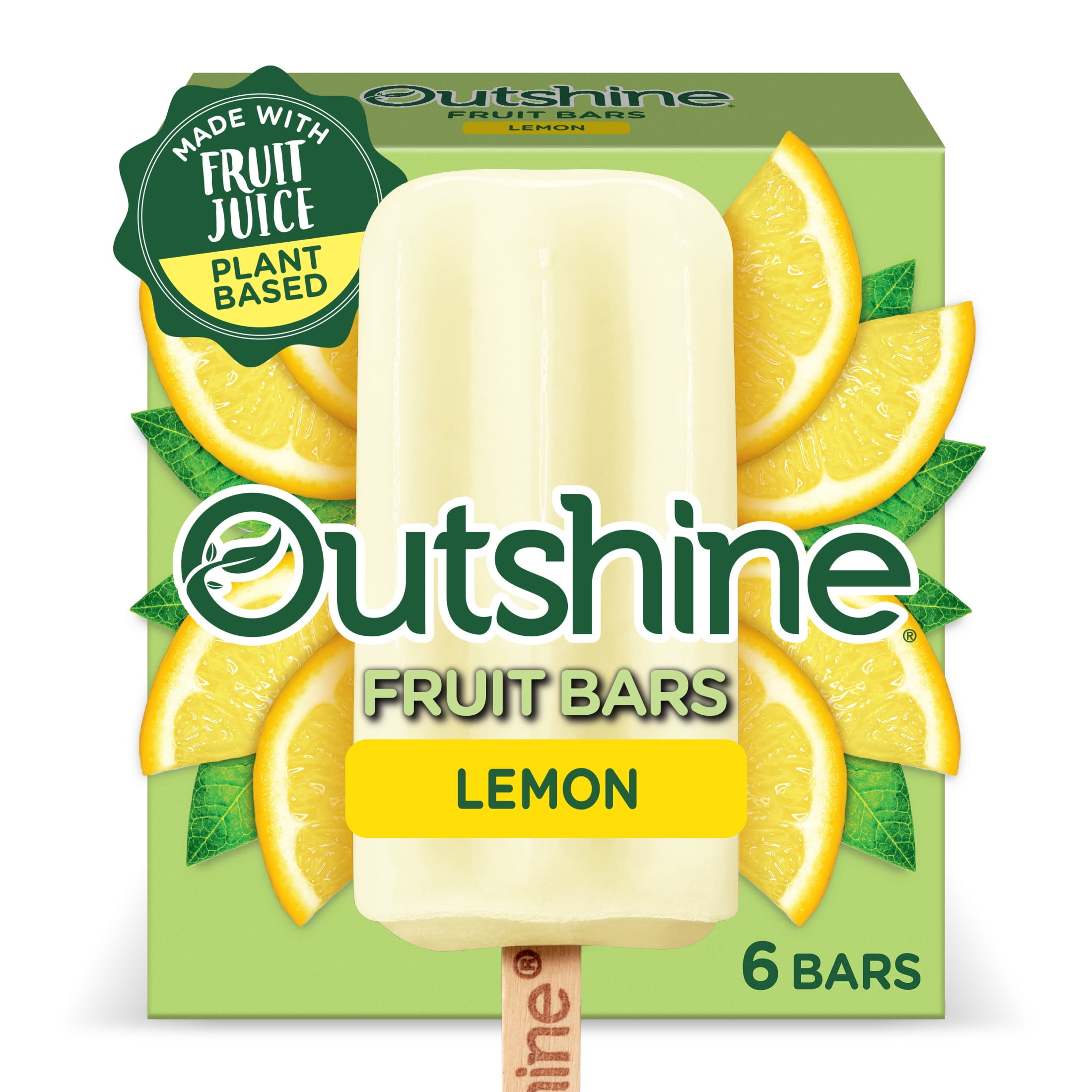 Outshine Lemon Frozen Fruit Bars, Non-GMO, Gluten Free, 6 Ct