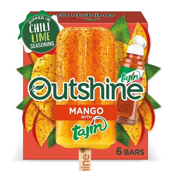 Outshine Mango Frozen Fruit Bars with Tajin,Non-GMO, Gluten Free, 6 Count