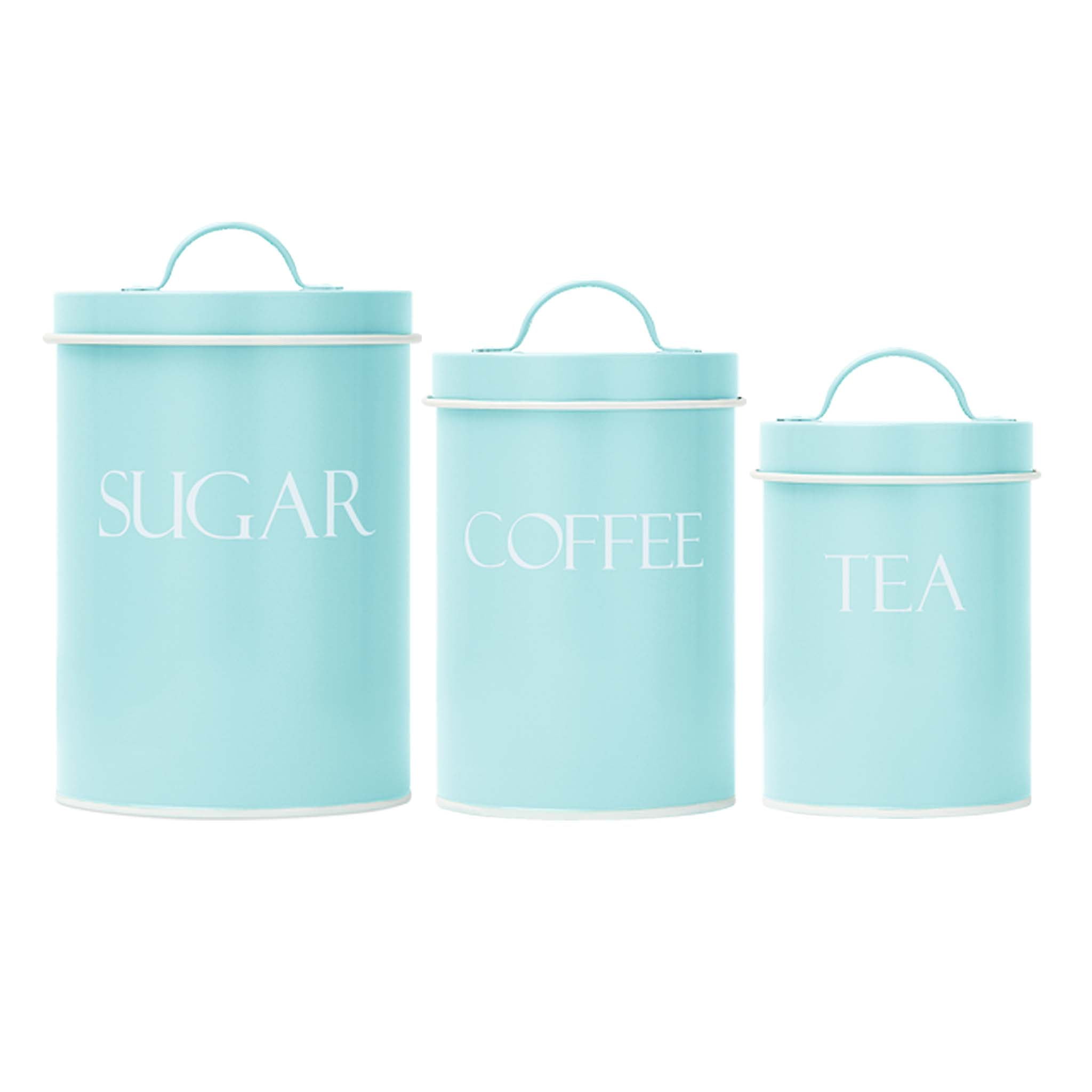 Outshine Co Mint Farmhouse Nesting Kitchen Canisters (Set of 3) - Sugar, Tea, Coffee Canisters