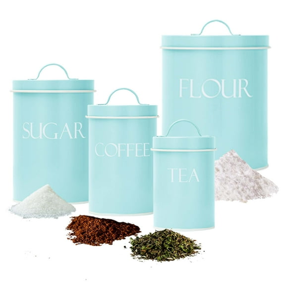 Outshine Mint Farmhouse Nesting Kitchen Canisters (Set of 4) | Kitchen Canister Set Perfect for Flour, Coffee, Tea, Sugar | Coffee Bar Accessories | Gift for Housewarming, Birthday, Wedding