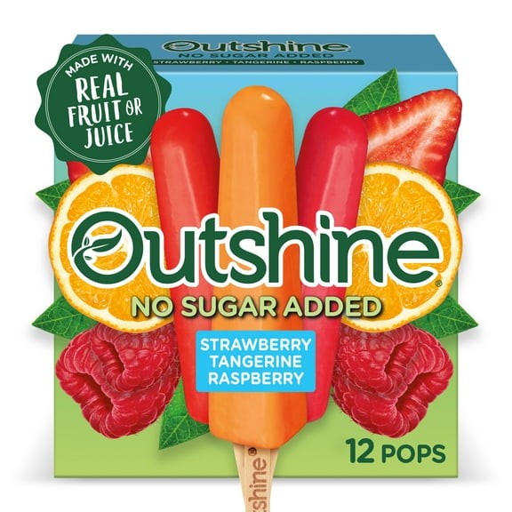 Outshine No Sugar Added Strawberry, Tangerine, and Raspberry Frozen Mini Fruit Pops, Variety Pack, 12 Ct