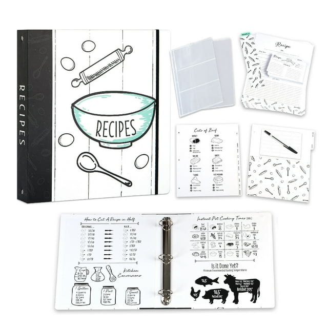 Outshine Premium Recipe Book Binder Set Farmhouse Recipe Binder 8