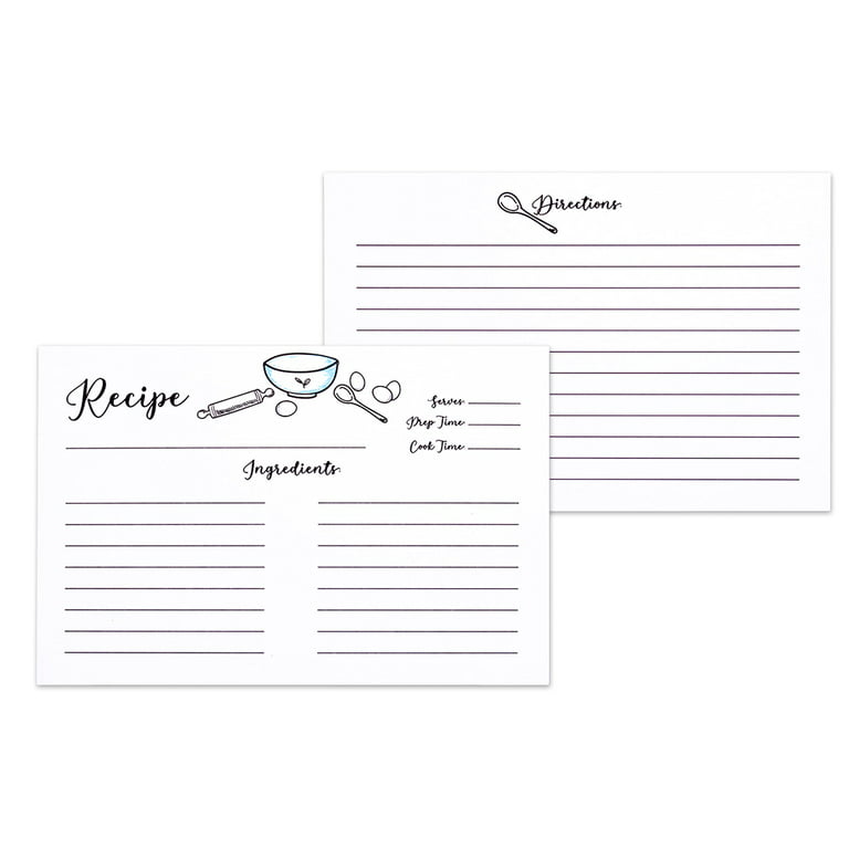 Outshine Premium Recipe Cards 3x5 Inches, Farmhouse Kitchen Design (Set of  50), No-Smear Double Sided Thick Cardstock, Bulk Blank Recipe Cards