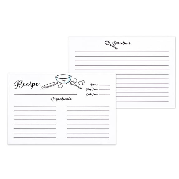 Outshine Store uncoated card stock Matte White 3 x 5 inch Blank Recipe Cards, 50 Sets
