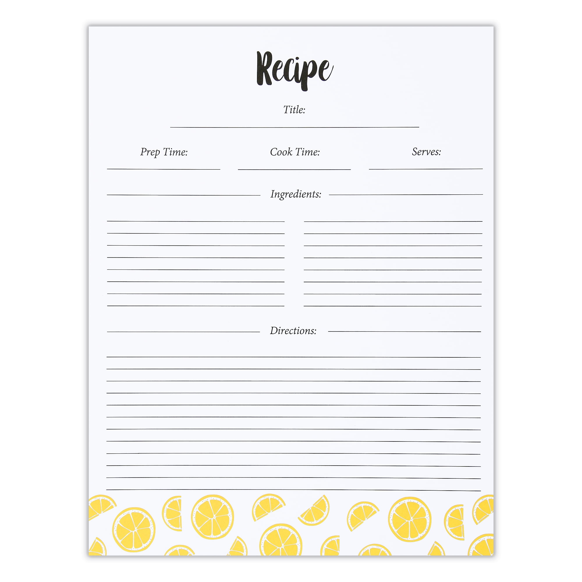 Outshine Premium Recipe Paper for 8.5" x 11" Recipe Binders, Lemon