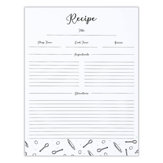Outshine Premium Recipe Paper for 8.5" x 11" Recipe Binders, Farmhouse Design (50 Sheets) | Full Size Recipe Refill Pages for Binder | Recipe Card Sheets | No-Smear Matte Paper