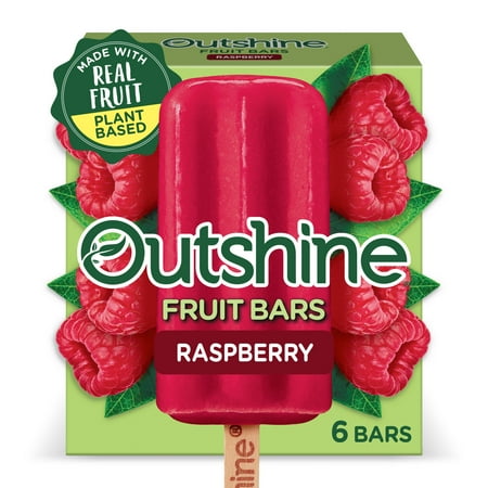 Outshine Raspberry Frozen Fruit Bars, Non-GMO, Gluten Free, 6 Ct