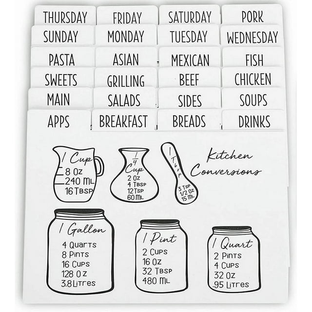 Outshine Recipe Card Dividers 24-Dividers Cardstock Stackable Tabs
