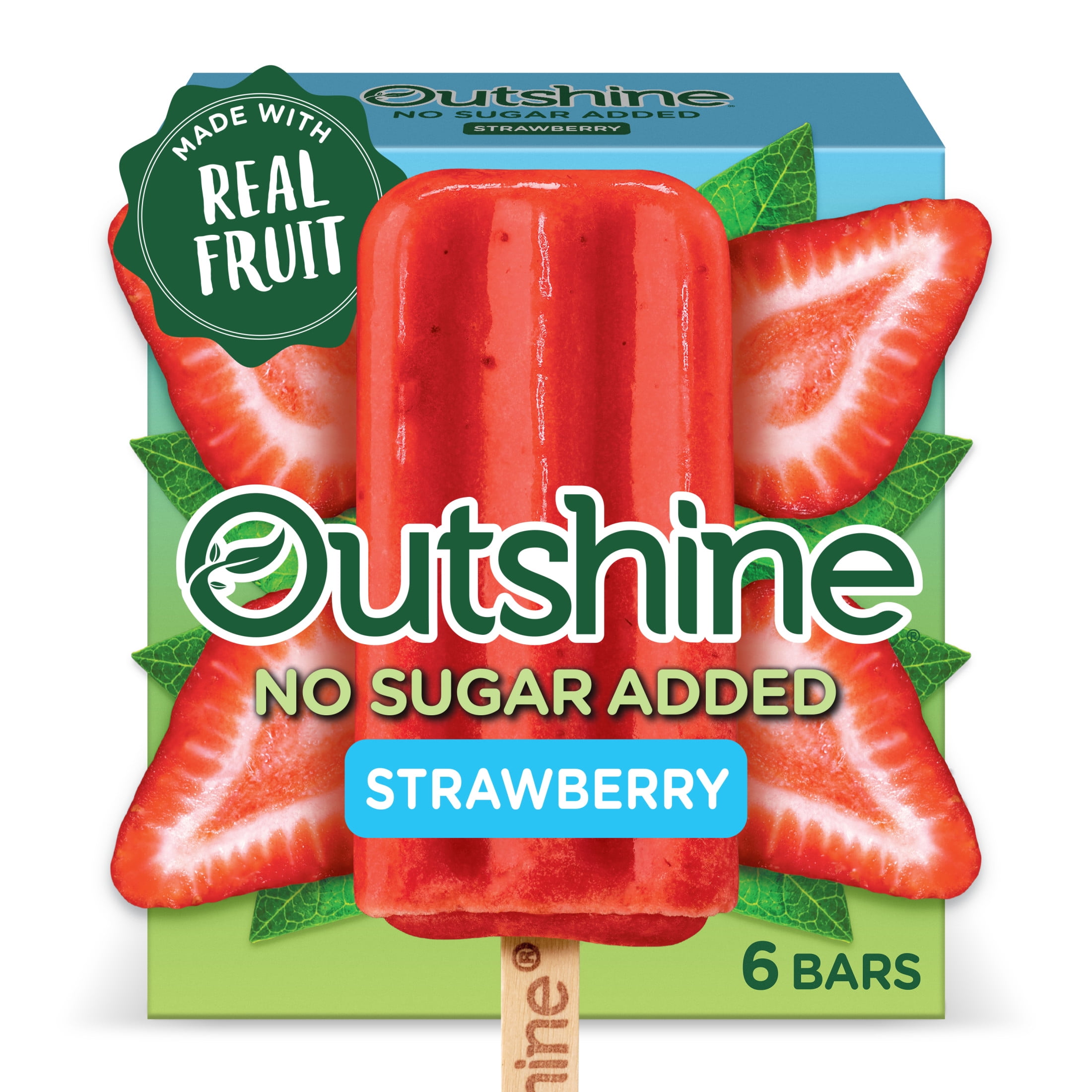 Outshine Strawberry Frozen Fruit Bars with No Sugar Added, Gluten Free, 6 Ct