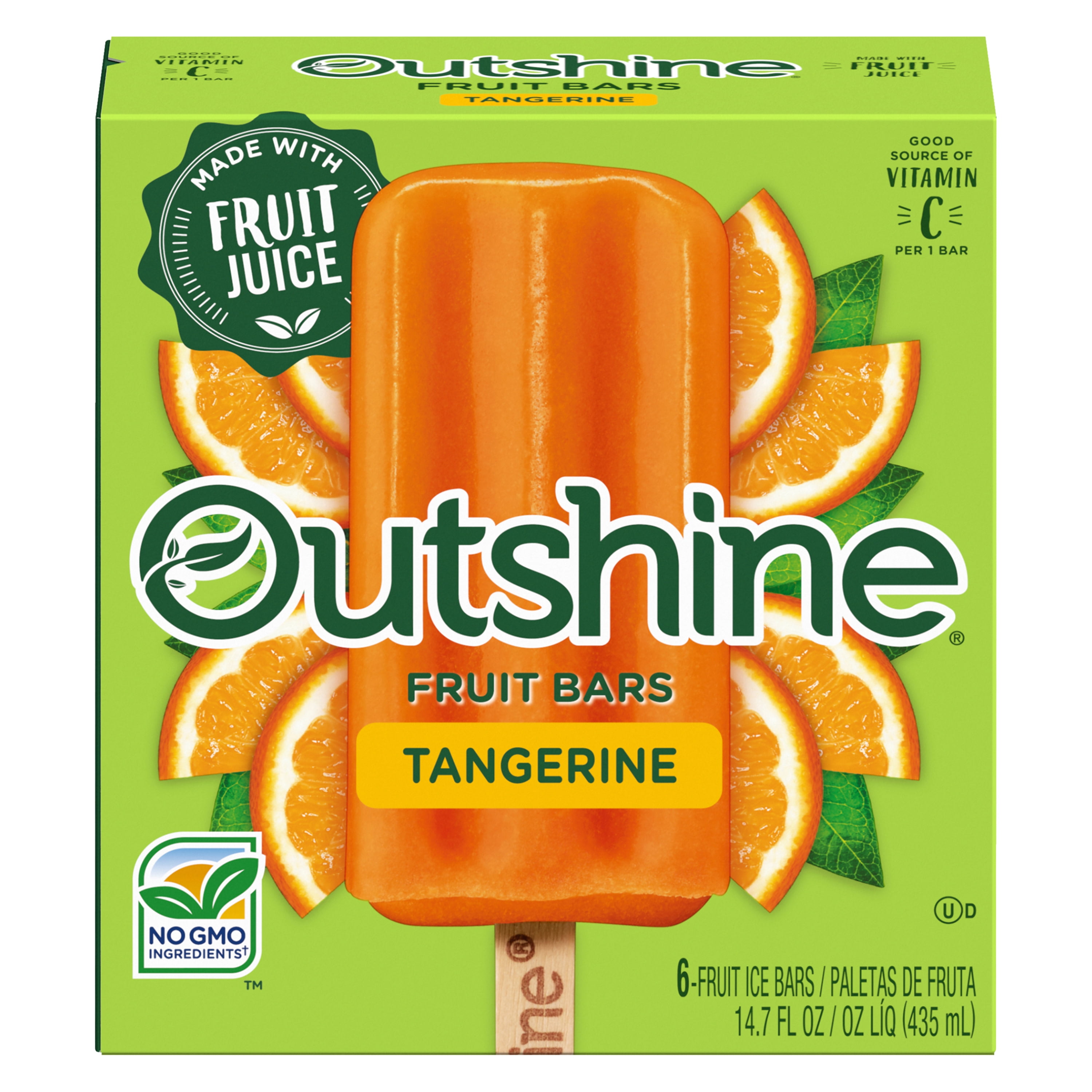 Outshine Tangerine Frozen Fruit Bars, 2.75 fl oz, 6 Count