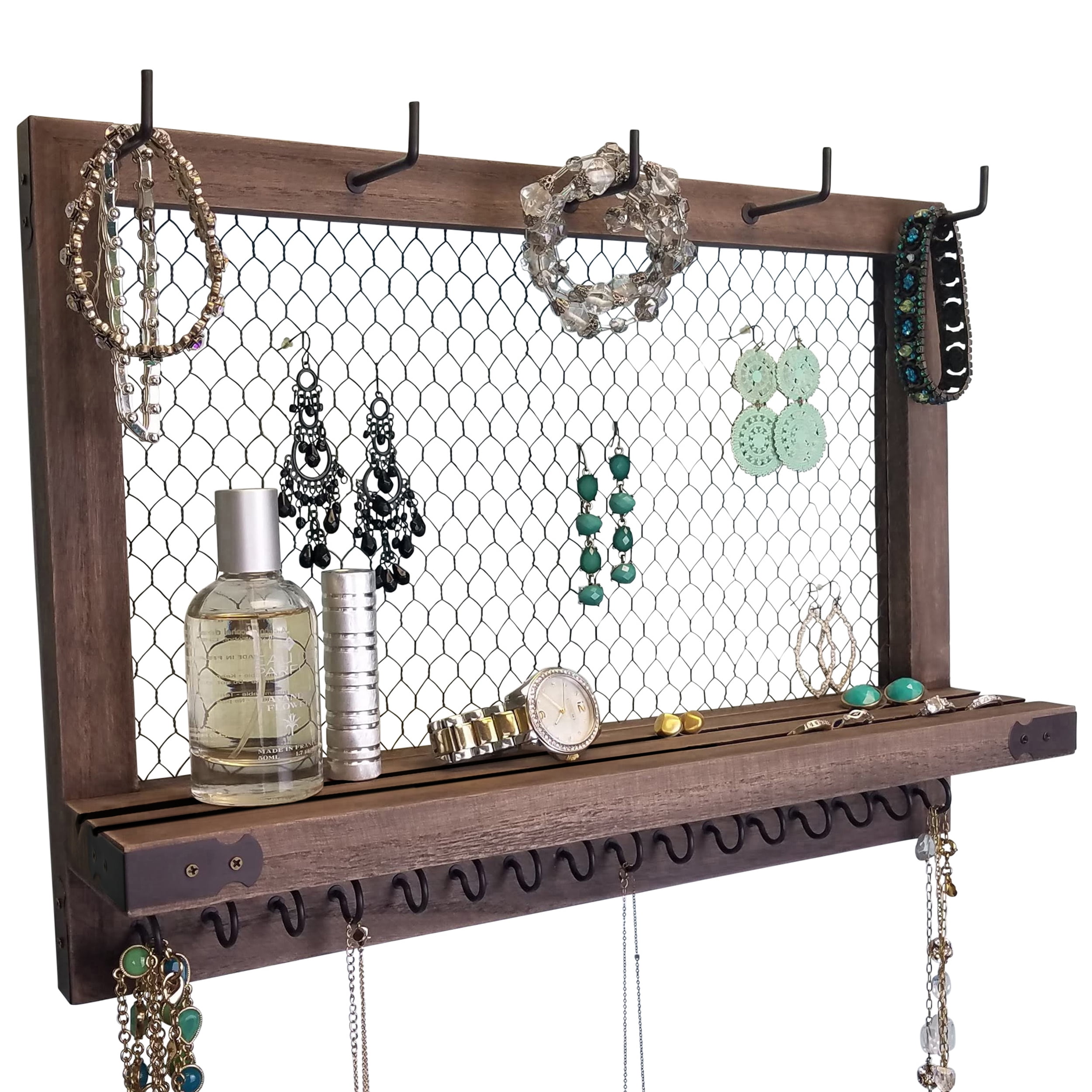 Wall Control Jewelry Organizer Wall Hanging Jewelry Holder Necklace Rack – Black Wall Mounted Jewelry Organizer System