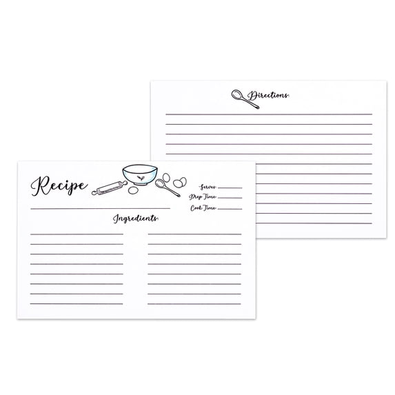 Outshine White Recipe Cards 4x6 Inches, Farmhouse Design (Set of 50) | No-Smear Double Sided Cardstock | Bulk Blank Recipe Cards for Recipe Box 4x6 | Recipe Cards for Bridal Shower | Gift for Mom