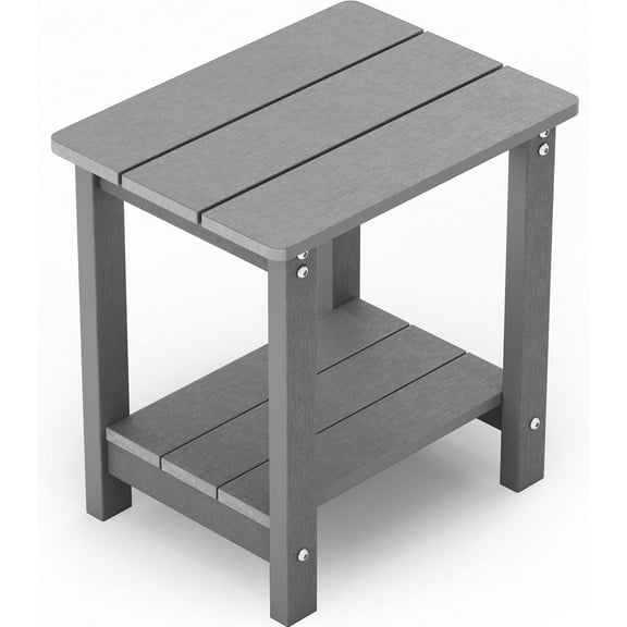 Outside Adirondack Square Side Table, Weather Resistant Patio Table Double Layers-Gray