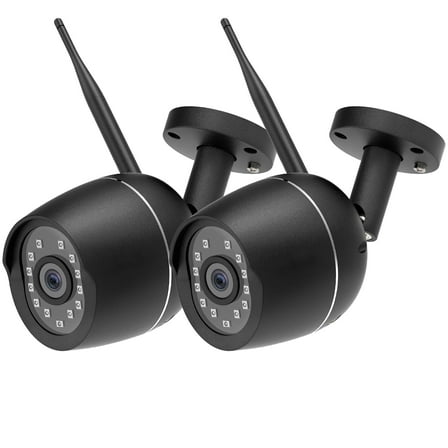 RICHCHO Outside Cameras for Home Security, 1080p Surveillance Cameras Wireless Outdoor with Night Vision Motion Detection, Black, 2-Pack