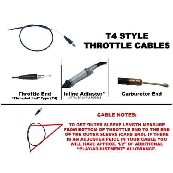 Outside Distributing T4-305 T4 Style Throttle Cable - Sleeve Length 30.5in.