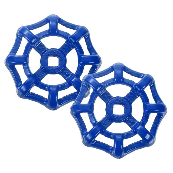 Outside Faucet Handles, 2Pcs 6 x 6mm-Round Wheel Handle Water Spigot Handle Replacement for Garden, Courtyard (Blue)