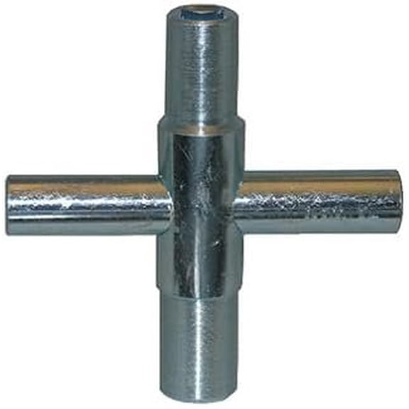 Outside Faucet/Hose Bibb Key ,Cross Shaped, Fits Square Broach, Metal.