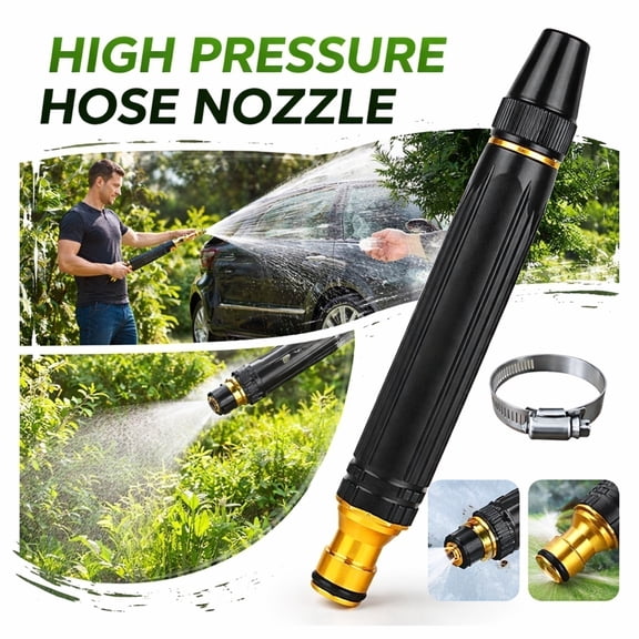Outside Home Nozzle Kit, Nozzle for Hose Outdoor High Pressure, Hose Pressure Washer Attachment, Water Hose Pressure Nozzle, 7X1 Inch High Performance Accessory Set with Heavy