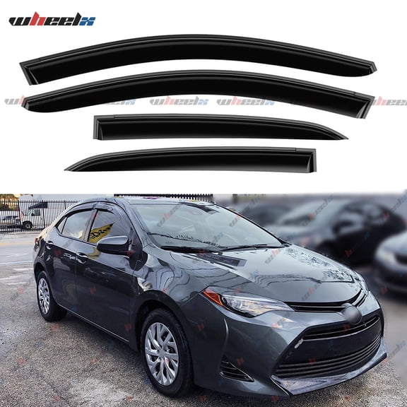 Outside Mount Smoke Rain Guard Window Deflectors Fit 2014~2019 Toyota Corolla 4-Door Sedan, 4 Pack Acrylic Sun Vent Visors