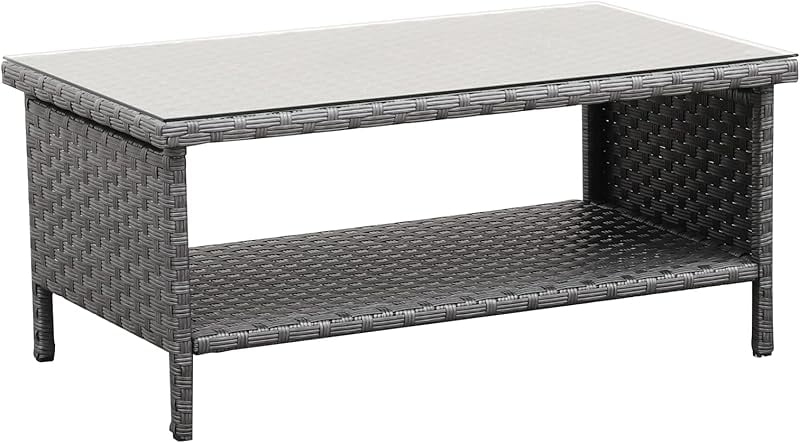 Outside Patio Table 46 Inches Outdoor Coffee Table with Storage Outdoor ...