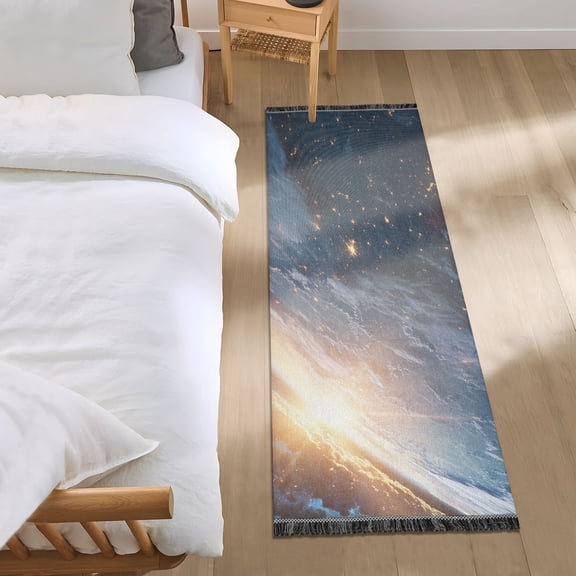 Outside The Earth Shining Sky Bedside Runner Rug 2'x 6' Non Slip Carpet Floor Mat Area Rug