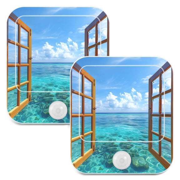 Outside The Window Night Lights Plug into Wall LED with Auto Light Sensor Warm Light for Kids Hallway Bedroom Living Room Kitchen Bathroom Set of 2