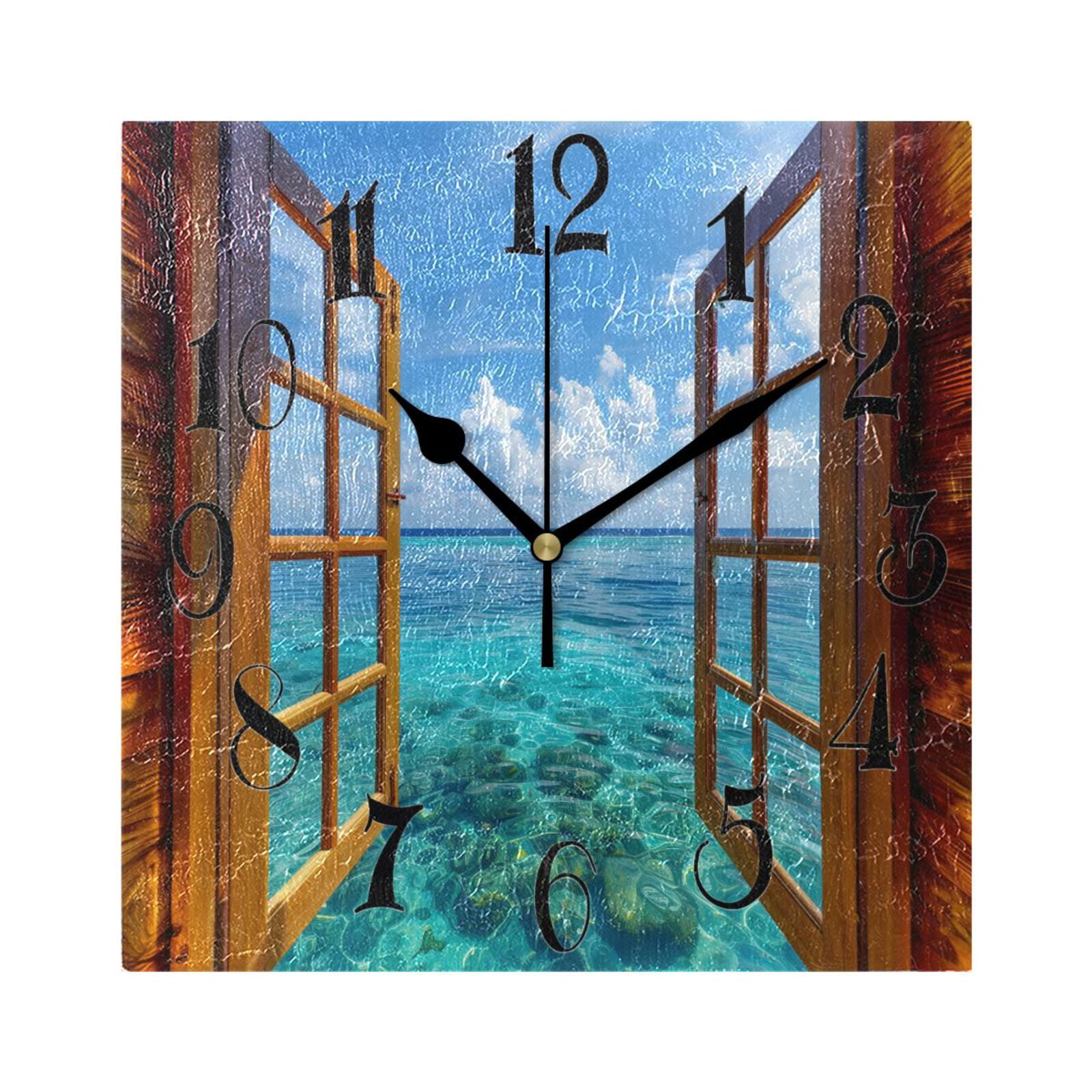 Outside The Window Wall Clock Decorative Square Silent Non-Ticking ...