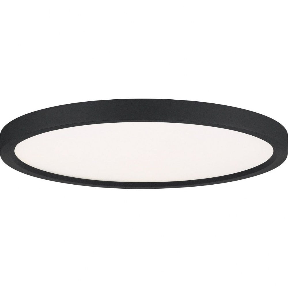 Sleek Earth Black 15" Aluminum LED Flush Mount with White Acrylic Shade