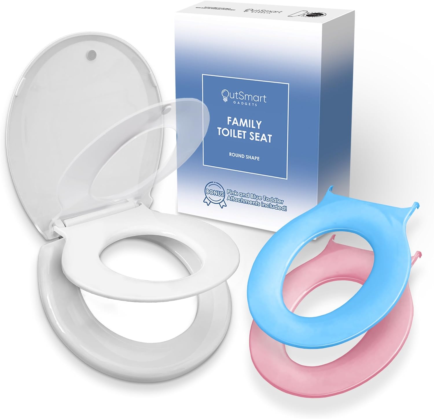 Outsmart Gadgets Round Family Toilet Seat with BuiltIn Toddler Potty
