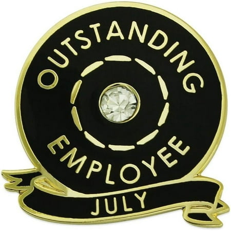 Outstanding Employee of the Month July w/ Rhinestone Enamel Lapel Pin