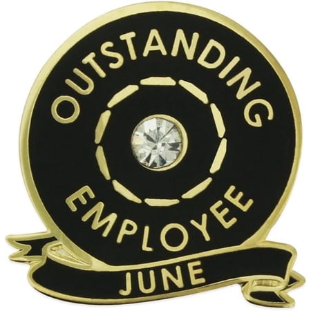 Outstanding Employee of the Month June w/ Rhinestone Enamel Lapel Pin