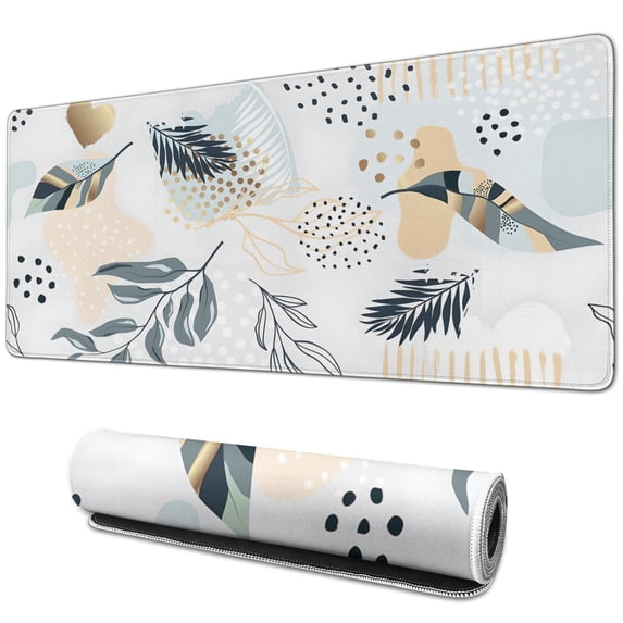 Outstanding Performance with Abstract Art Large Gaming Mouse Pad - Waterproof, Non-Slip - Ideal for Office Laptop - Modern Boho Leaves - Extended Desk Pad - 31.5 X 11.8 Inch