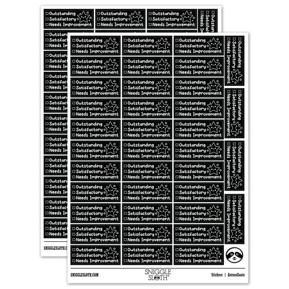 Outstanding Satisfactory Needs Improvement Teacher Student School Sticker Set - Black - Matte Finish - 1.5" Small