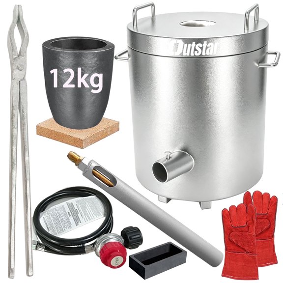 Outstar 12KG Metal Melting Furnace Kit, Propane Melting Furnace Smelter Foundry Kiln Smelting Gold Silver Copper Aluminum Metal Recycle
