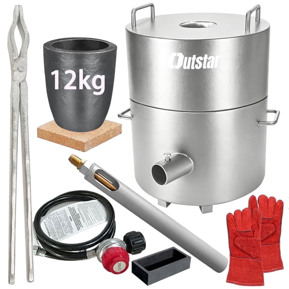 Outstar 12KG Propane Melting Furnace Kit, Smelting Furnace Upgraded Safer, Smelter Foundry Kiln Smelting Gold Silver Copper Aluminum Metal Recycle