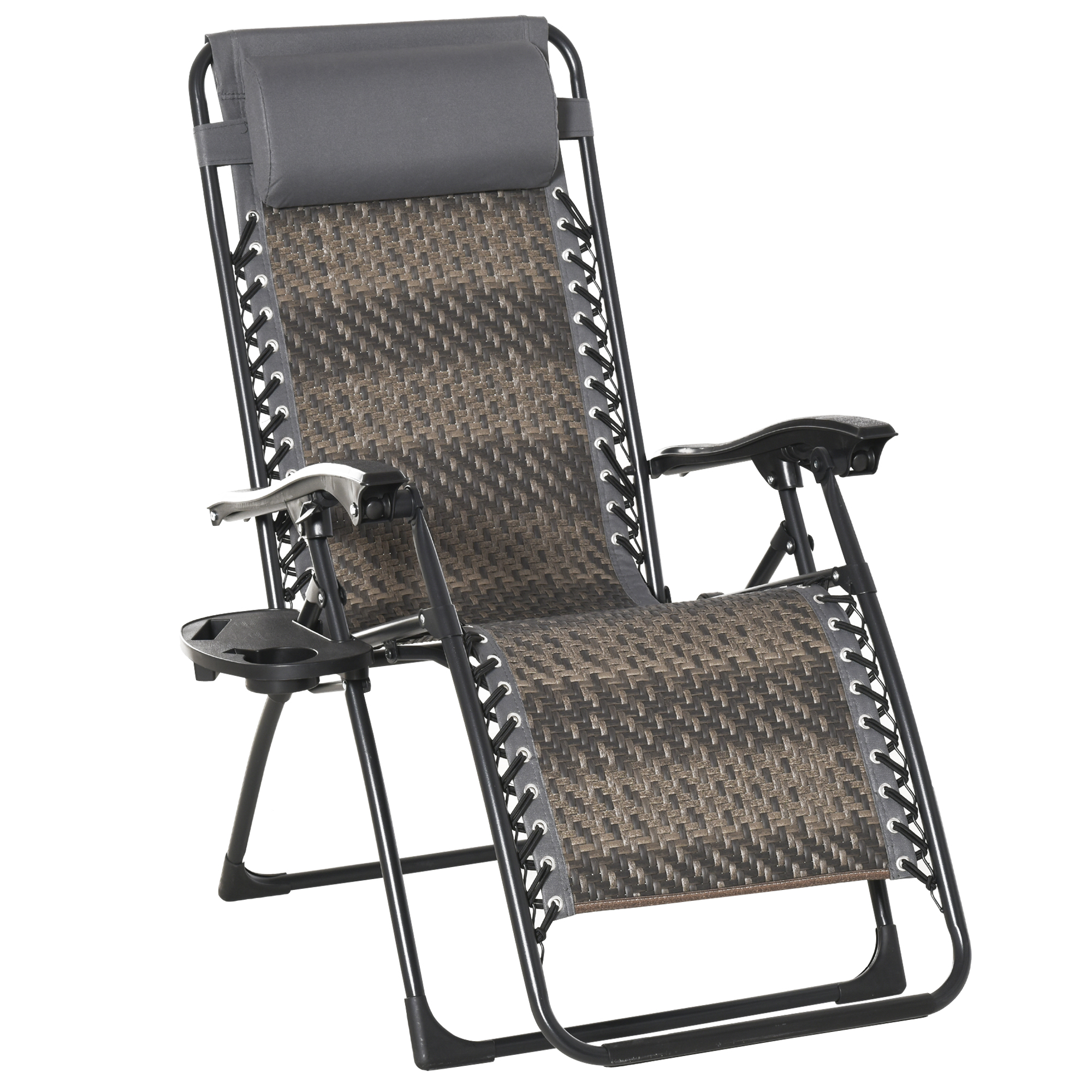 Outsunny 1 Pack Utility Tray Steel Zero-Gravity Chair - Gray - image 1 of 9