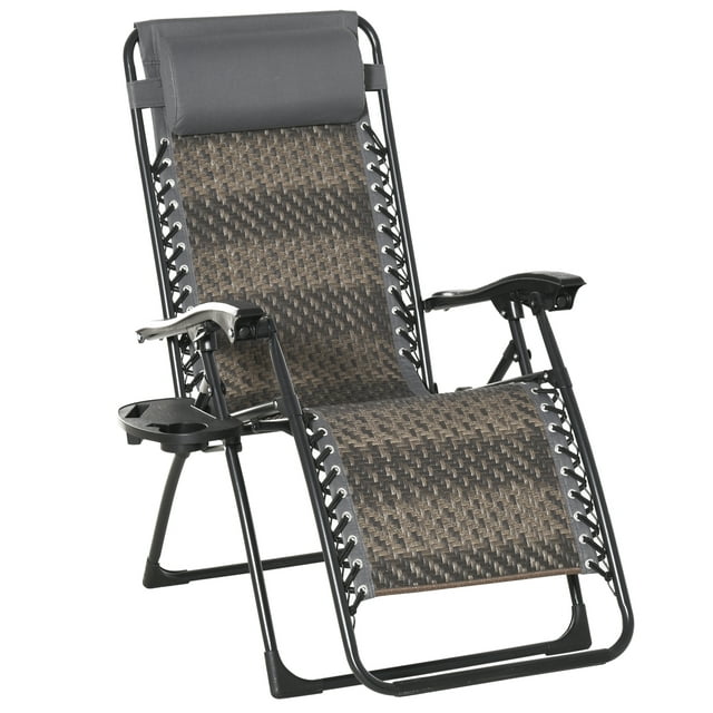 Outsunny 1 Pack Utility Tray Steel Zero-Gravity Chair - Gray
