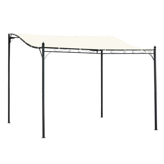 Outsunny 10' X 10' Steel Outdoor Pergola Gazebo,Patio Canopy with Weather-Resistant Fabric and Drainage Holes for Backyard Pool Deck Garden,Cream White,White Steel Lighting Outdoor Lighting