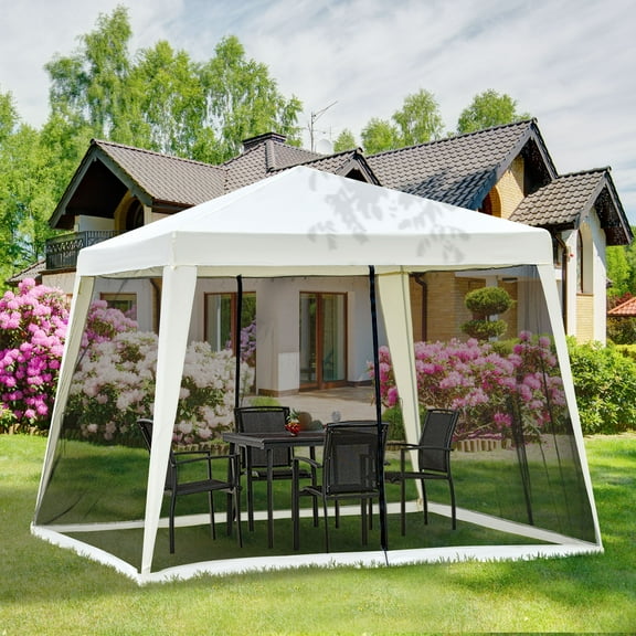 Outsunny 10’ x 10’ Cream White Pop-up Outdoor Canopy, UV Protection
