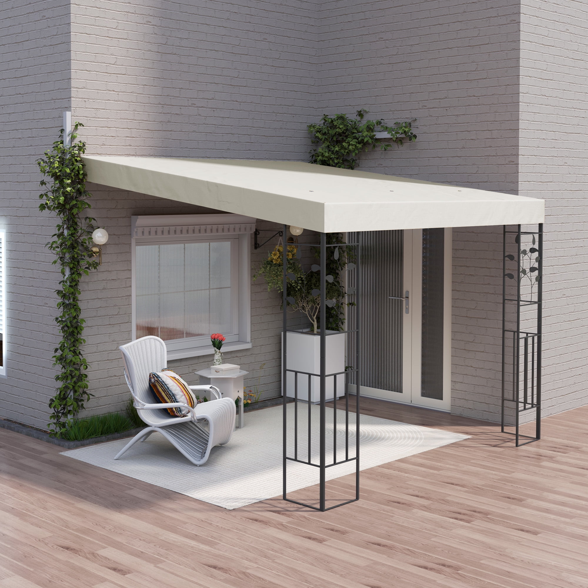 Outsunny 10' x 10' Outdoor Pergola Canopy, Metal Patio Canopy with ...