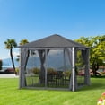 thumbnail image 1 of Outsunny 10' x 10' Patio Gazebo Tent, Canopy with Sidewalls & Mesh, Gray, 1 of 9