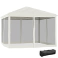 thumbnail image 1 of Outsunny 10' x 10' Pop Up Canopy Tent with Netting, Instant Gazebo, Ez up Screen House Room with Carry Bag, Height Adjustable, for Outdoor, Garden, Patio, Beige, 1 of 5