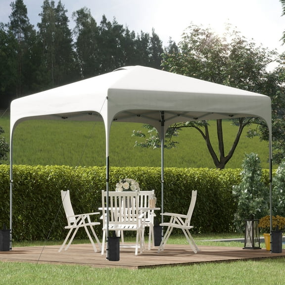 Outsunny 10' x 10' Pop Up Canopy Tent with Wheeled Carry Bag and Sand Bags